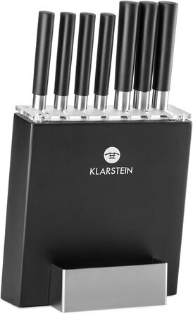 Набір ножів Klarstein 7-Piece з підставкою, професійний, сталевий, японський стиль (срібно-чорний)