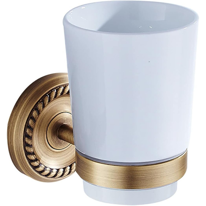 Toothbrush Holder, Wall-Mounted Single Toothbrush Holder, Electric Toothbrush Toothbrush Holder Brass, Bathroom Organizer for Hotel Family Antique Gold