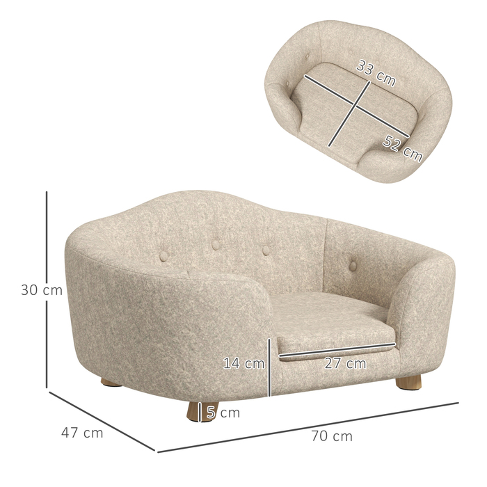 PawHut dog sofa back pocket, plush cover with cushion, cat bed, suitable for small dogs, puppies, 70 x 47 x 30 cm, cream white | Aosom
