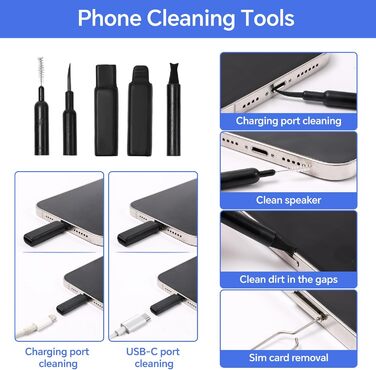 Набір для чищення електроніки 32 в 1 з щіткою. Багатофункціональне приладдя для Airpods, клавіатур, ноутбуків, телефонів, навушників (чорний)