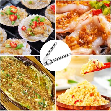 Прес для часнику Nutabevr з нержавіючої сталі з очищувачем та щіткою для чищення, прес для часнику з нержавіючої сталі, безпечний для миття в посудомийній машині