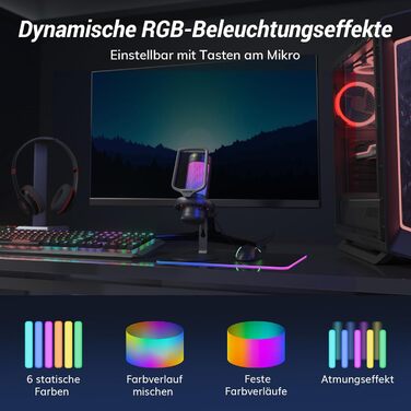 Мікрофон геймерський TONOR TC310 USB для ПК, PS4/PS5 з RGB підсвіткою та тримачем