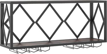 Стійка для вина COSTWAY з LED-підсвічуванням, 2 яруси, дерев'яний ящик з металевим каркасом, 6 рядів для келихів, індустріальний дизайн, для дому, бару, кухні та ресторану