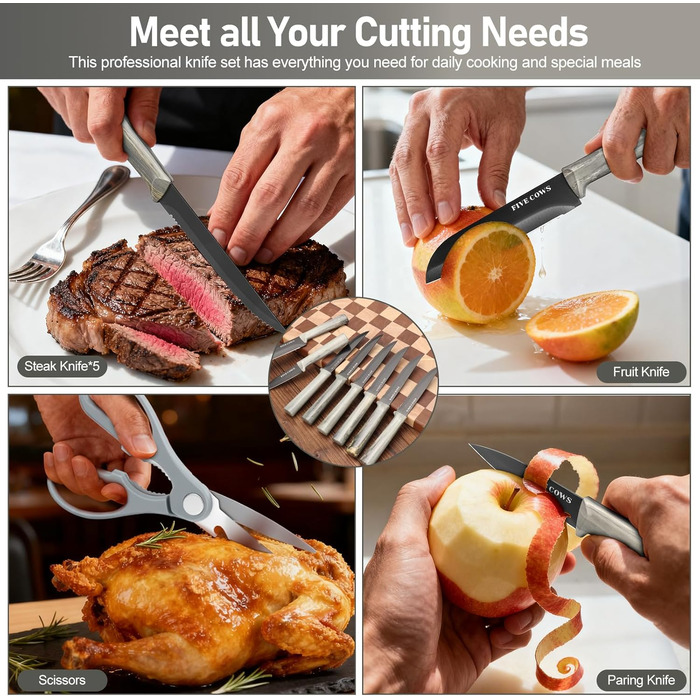 Набір кухонних ножів Messerblock з 16 частинами, з дерев'яною підставкою, дощечкою, захистом пальців, точилкою та кухонними ножицями, професійний набір ножів для дому (зелений, блакитний)