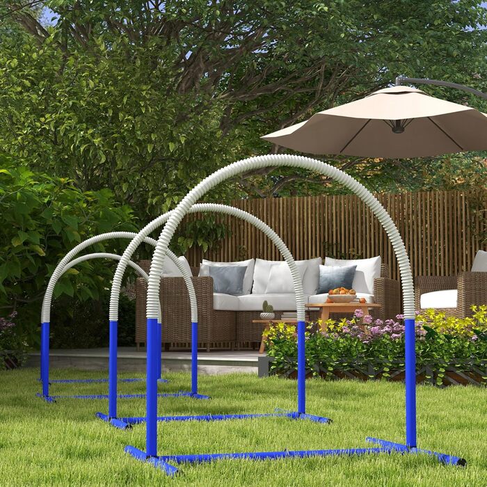 Набір для аджиліті для собак PawHut: 4 елементи, 88x64x95 см (блакитний+білий)