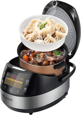 Мультиварка TurboTronic TT-DMC22 | 5л, 15 програм, 860W | Електрична мультиварка-сковорода з функцією приготування на пару та автоматичним підігрівом