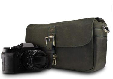 Чохол для камери MegaGear Torres з натуральної шкіри (Olivgrün) для бездзеркальних, моментальних та DSLR камер
