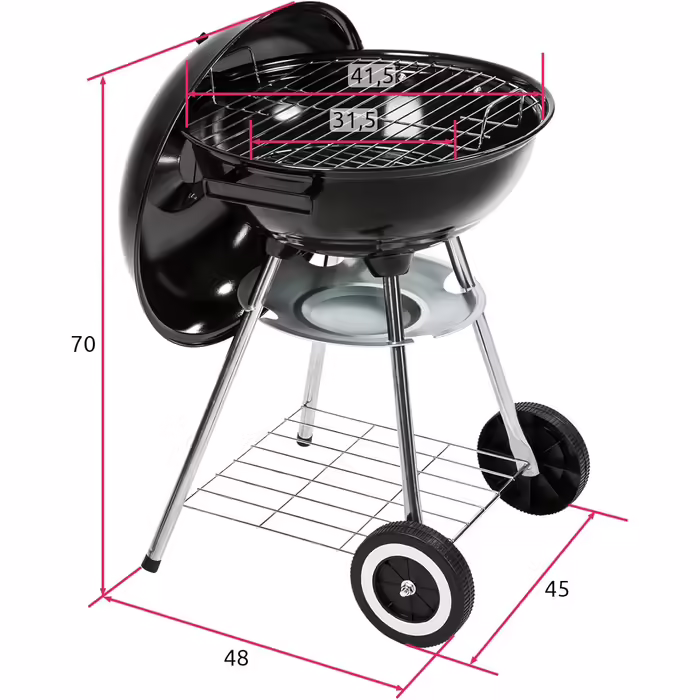 tectake 3in1 Barbecue Grill Cart Smoker, Smoker Grill with Thermometer, Adjustable Air Vent, Steaming, Charcoal Grill with Charcoal Tray and Ash Grid (BBQ Grill)