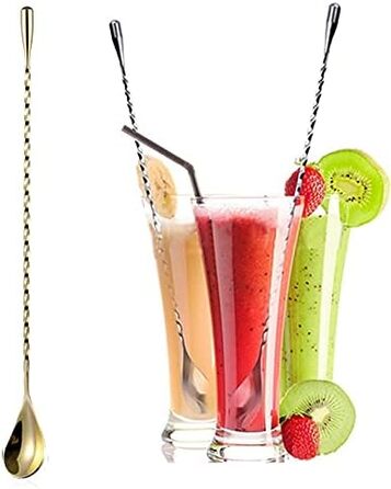 Набір барних ложок для коктейлів з нержавіючої сталі, 30.5 см, 2 шт. (золотий)