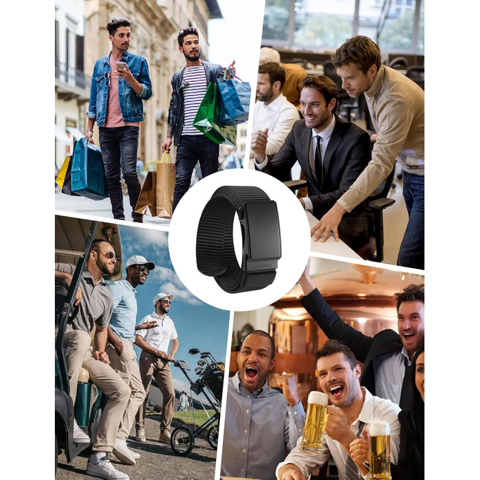 Чоловічий шкіряний ремінь JUKMO з автоматичною застібкою, нейлон 3,8 см, розмір M (91-105 см), чорний