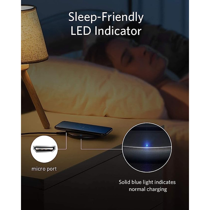 Бездротовий зарядний пристрій Anker 313, Qi-сертифікований, 10W, для iPhone 17/16/15/14/13, SE 2020, AirPods (без адаптера живлення)