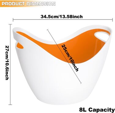 8L Емальований відро для шампанського, відро для льоду, охолоджувач вина/шампанського, велике відро для льоду, контейнер для фруктів та овочів
