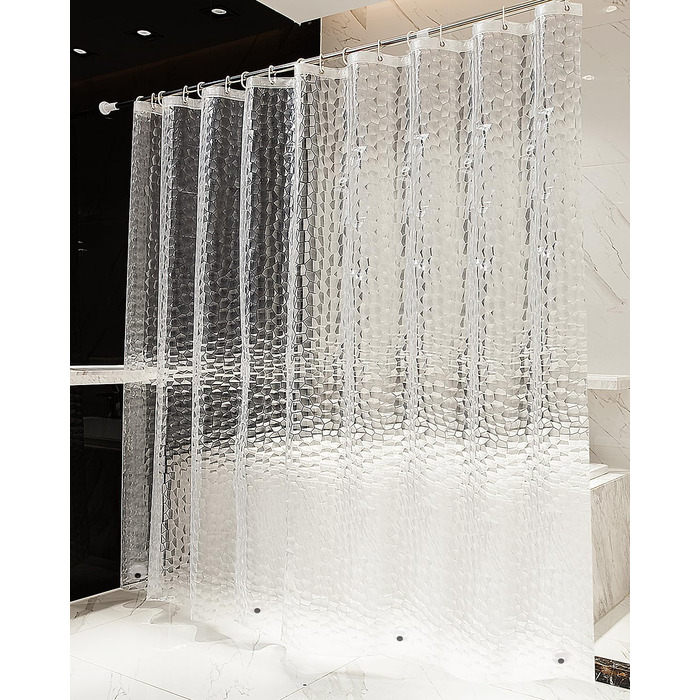 Шторка для душу OTRAKI 240 x 200 см, антигрибкова, EVA, водонепроникна, з кільцями, 3D, для ванної кімнати