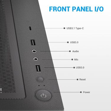 Корпус ПК SAMA V40 Mid-Tower ATX з 6 вентиляторами 120 мм ARGB, подвійні панелі з загартованого скла, чорний