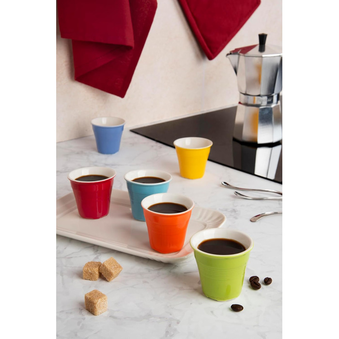 Brunch Time Espresso Cups, Set of 7, Multicolored