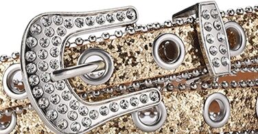 Жіночий пояс Fenteer з стразами, джинсовий, з пряжками, шкіряний, 3,5 см (Золотий, 2,4 см)