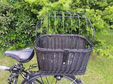 Корзина для велосипеда Tigana з прутів для багажника, 50 x 38 см, чорна (S-S), з подушкою