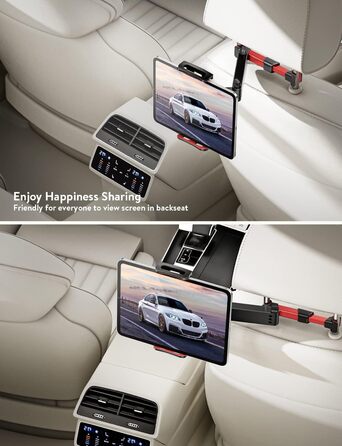 Тримач для планшету в авто TRYONE - кріплення на підголівник, висувний, сумісний з iPad, iPhone, Samsung Galaxy Tab, Kindle Fire HD, Switch (червоний)