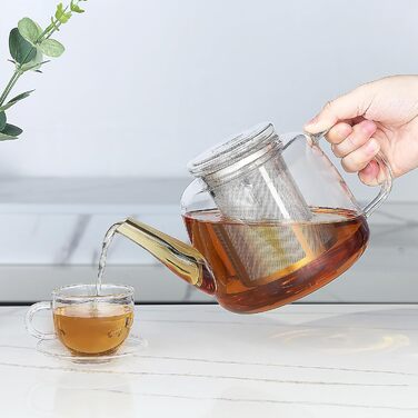Скляний чайник Easyworkz з боросилікатного скла 1500 мл з вийманим ситом із нержавіючої сталі для листового, фруктового та трав'яного чаю, прозорий
