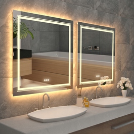 LED-дзеркало у ванну з сенсорним перемикачем, 90x90 см