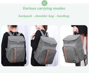 Терморюкзак 26L Kühl: ізольована сумка-холодильник для пікніка, походів, кемпінгу, риболовлі та роботи (сірий)