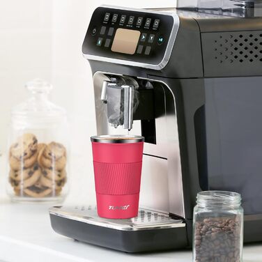 Термокружка для кави з кришкою 380мл, з подвійними стінками, з нержавіючої сталі, для гарячих та холодних напоїв (Рожевий)