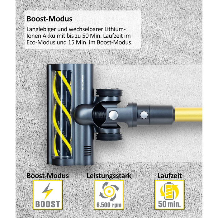 Бездротовий акумуляторний пилосос Genius Invictus X8 Pro FACELIFT: ручний, без мішка, 50 хв роботи, 400 Вт, HEPA фільтр, LED, 12 насадок