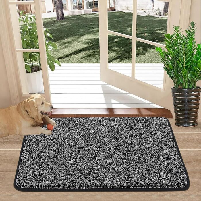 Придверний килимок Pauwer протиковзкий та зносостійкий, мийний килим для входу, тераси, коридору та саду, для дому та вулиці (45x70 см, чорний)
