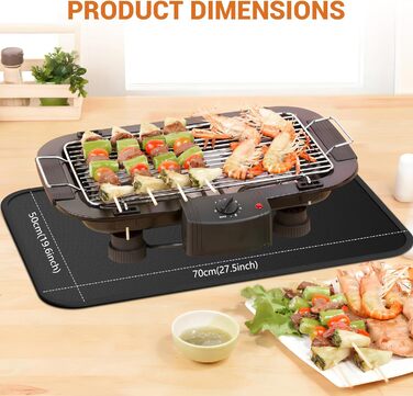 Термостійкий килимок, вогнестійкий силіконовий килимок для фритюрниці, 60x40 см. Захист від нагріву для кухонних стільниць, плити, мікрохвильовки, тостера (70x50 см)