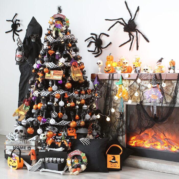 41 штука прикрас для ялинки Sea Team з міцного пластику з ниткою, середнього розміру (60 мм), оранжеві та 30 мм для декору ялинки, вечірки, весілля