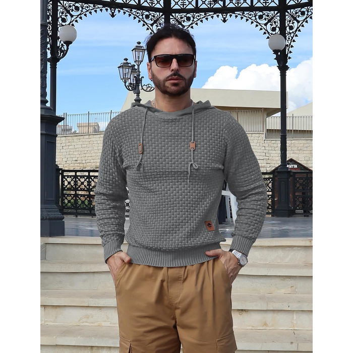 Пуловер чоловічий Tarainya, теплий светр з капюшоном, трикотажний, довгий рукав, колір сірий (C), розмір XL