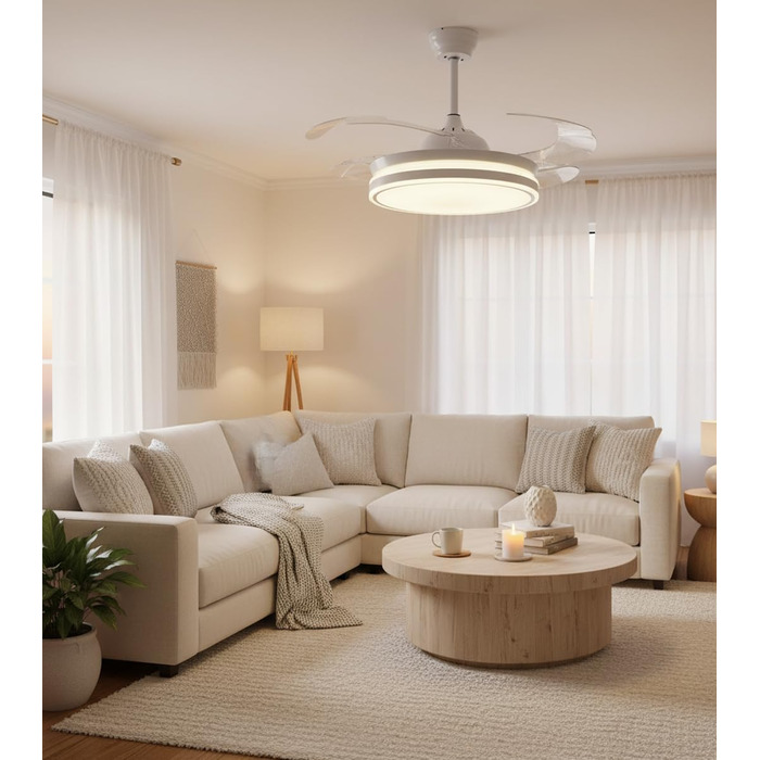 Вентилятор стельовий Bel Air Asgard 108 см з LED, DC-мотор, пульт, 3 режими, білий MINI