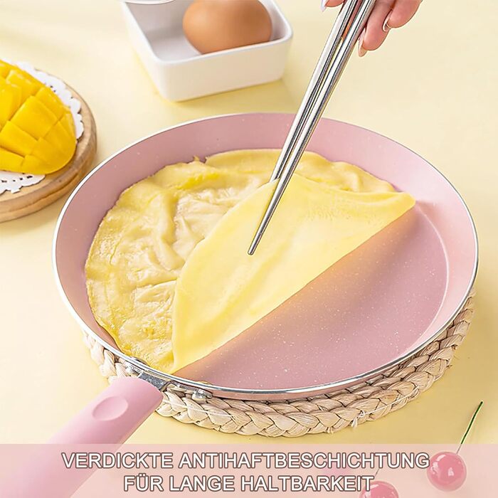 Набір сковорідок Maxspace 3 шт. з антипригарним покриттям, 18, 22, 26 см, для всіх типів плит, рожевий