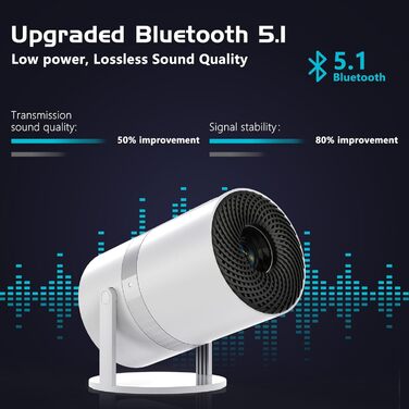 Міні проектор Beamer з автотрапецеїдною корекцією, Android OS, поворот 210°, WiFi 6, Bluetooth, 50% Zoom, Full HD 1080P для дому та на вулицю (сумісний з: смартфоном, Fire TV Stick, ноутбуком, HDMI, USB)