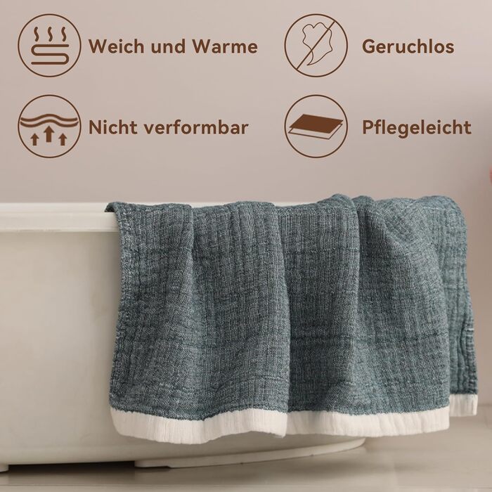 М'яка ковдра Softexly з бавовни 100%, 4-шарова муслінова ковдра, покривало для ліжка, дивана, софи, для дому, біла, 130x150 см