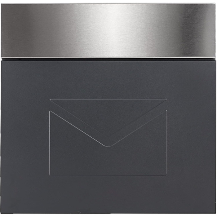 Поштовий ящик Verda з газетницею, нержавіюча сталь, антрацит, 37x37x11 см, з вікном, ключами та табличкою для імені - сучасний вуличний поштовий ящик