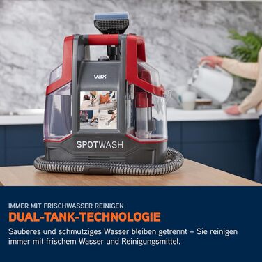 Портативний відпарювач Vax SpotWash Duo для чищення плям на килимах та м'яких меблях з насадкою для тварин, аксесуари для щоденного прибирання, насадки для різних поверхонь та миючий розчин (Spotwash EU)