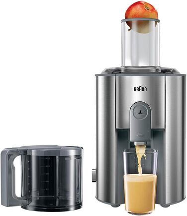 Центрифужна соковижималка Braun MultiQuick 7, 1000 Вт, завантажувальний отвір 75 мм, срібляста