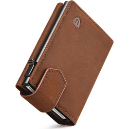 Чоловіче картхолдер LORZOR з магнітною застібкою: slim wallet з відділенням для монет, RFID захистом, вміщує 10 карт, коричневий