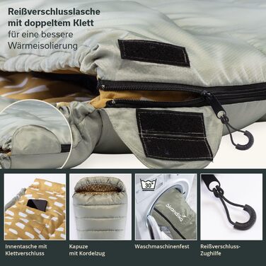 Спальний мішок Skandika Vegas XXL | Мультиспальник для дорослих, 3 сезони, до -12°C, 220x110 см, ковдра-спальник, для кемпінгу та подорожей