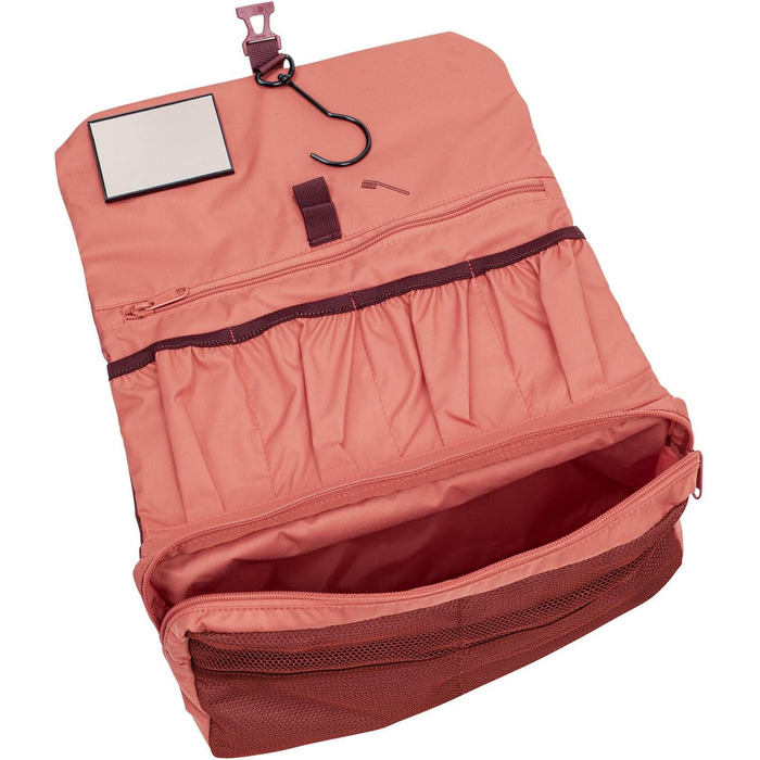 Kulturtasche VAUDE WegaWrap: Косметичка з дзеркалом, тримачем для зубної щітки та гачком для підвішування, водонепроникна (Dark Cherry)