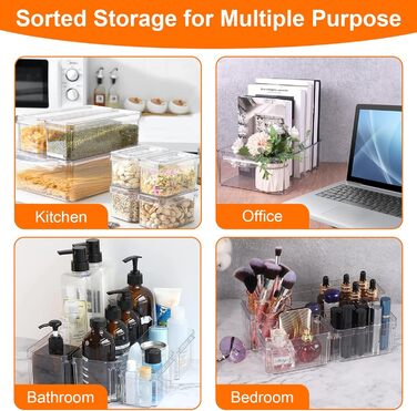 Refrigerator Organizer Set, 6-Piece Set of Refrigerator Storage Boxes with Lids, Transparent Stackable Refrigerator Boxes, Storage Box for Refrigerator for Kitchen Cabinets (Model 2)