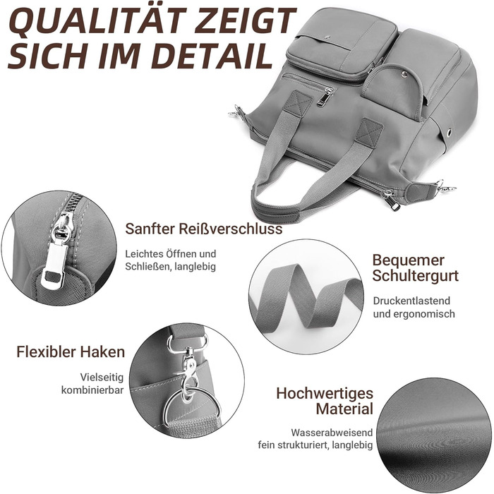 Сумка жіноча DIRRONA велика – містка сумка-шопер для міста, роботи, університету та подорожей, з плечовим ременем (сірий)