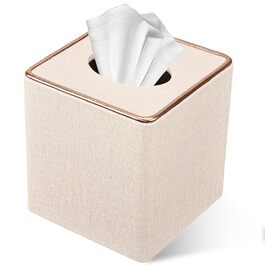 Скляниця для серветок з PU шкіри, 25x13,5x9,5 см, з 4 підставками в подарунок (бежева)