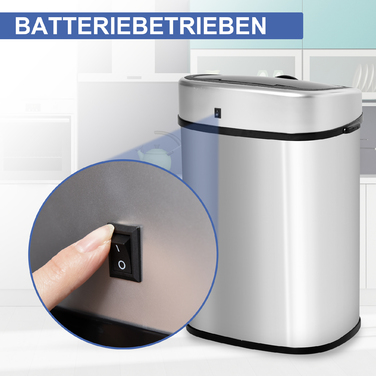HOMCOM 58L Automatic Trash Can with Infrared Sensor, Hygienic, Large, Stainless Steel Silver, L40.9 x B28.9 x H68 cm
