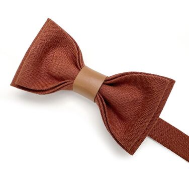 Набір аксесуарів чоловічих Leinen: краватка-метелик зі шкіри, підтяжки зі шкіри, нагрудна хустка, запонки (Темно-помаранчевий)