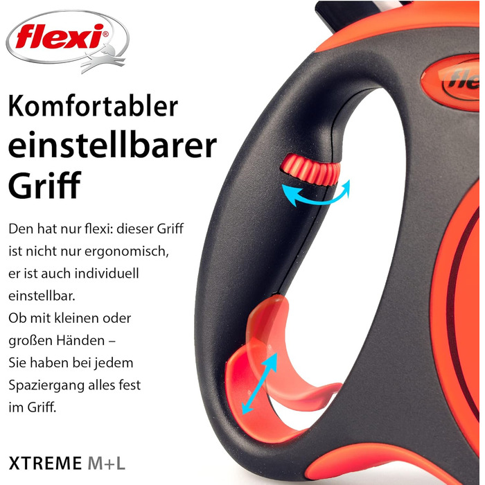 Flexi Xtreme L повід для собак 5 м чорний/оранжевий, надміцний, до 65 кг