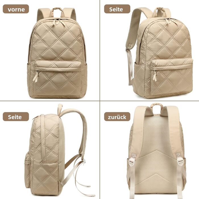 Шкільний рюкзак LOIDOU для дівчаток та хлопчиків підліткового віку. Легкий, водонепроникний, для школи, коледжу, роботи. Колір: коричнево-білий в клітинку (стьобаний хакі)