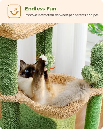 PAWZ Road Котячий кігтеточка з гамаком, котячий тур з сизалю, зелений, 83 см