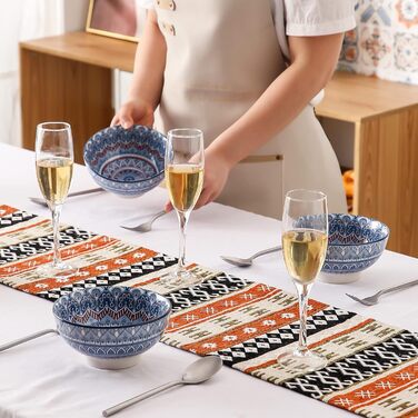 Сервіз столовий порцеляновий Vancasso MANDALA 32 елементи, 8 персон, ручна робота, богемський стиль, бірюзовий мандала